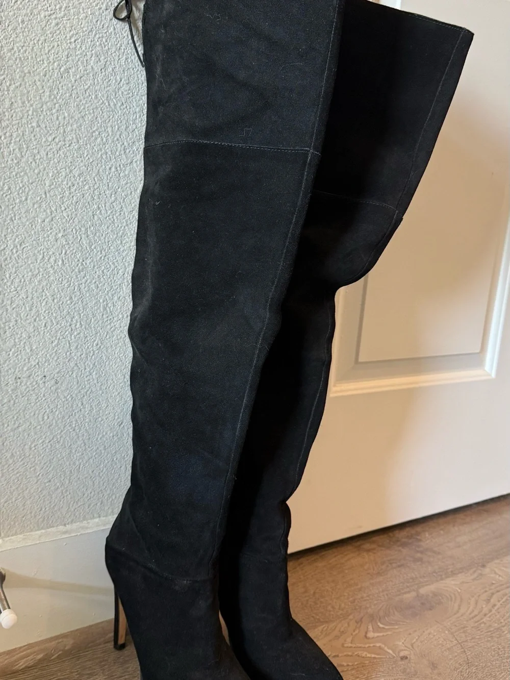 Express Black Over-the-Knee Suede Stiletto Boots